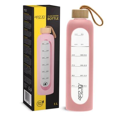 Borraccia sportiva vetro donna 1000ml BPA Free scala graduata 4FIZJO
