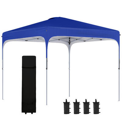 Outsunny Gazebo Pieghevole 2.5x2.5m con Altezza Regolabile e Borsa con Ruote Blu
