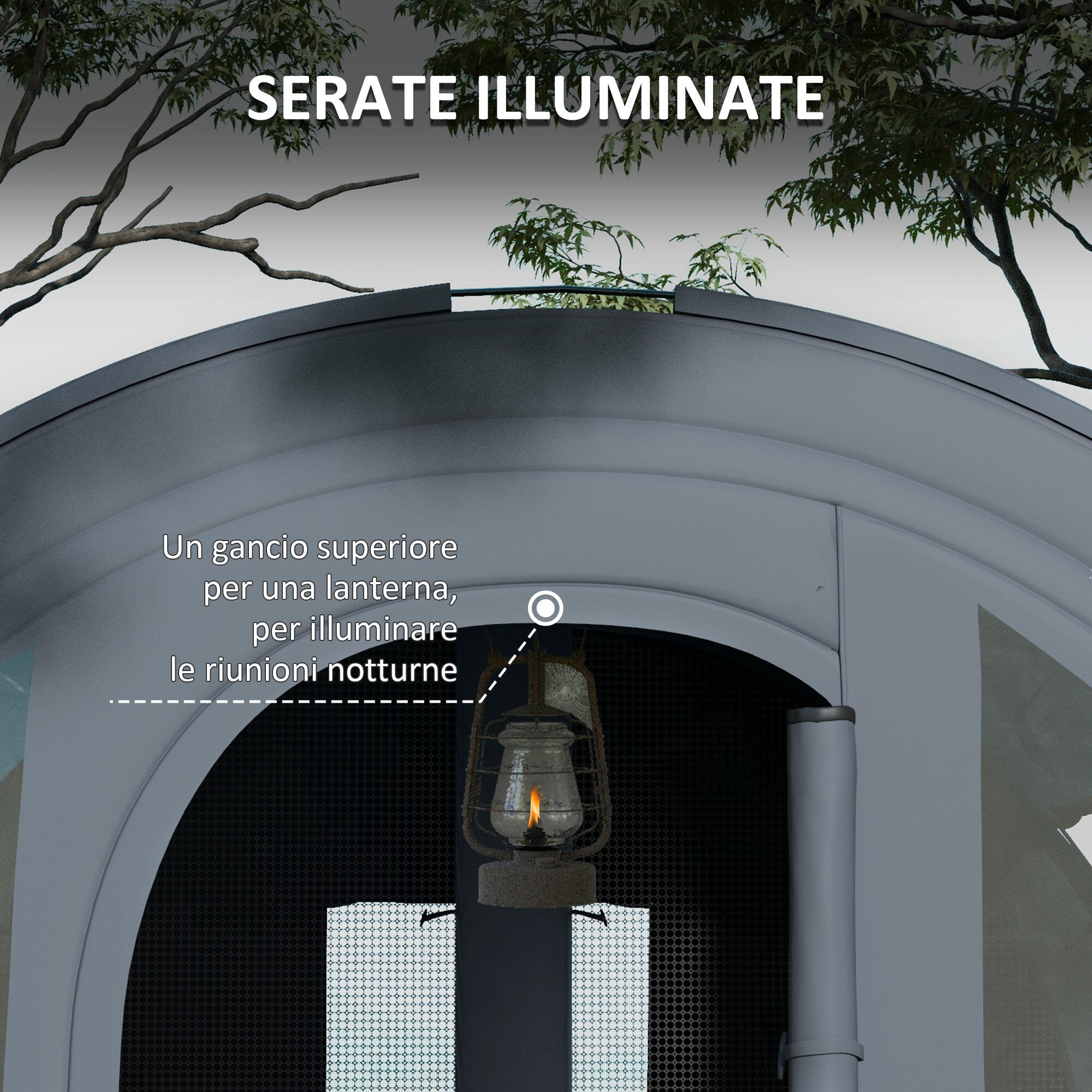 Outsunny Tenda da Campeggio 5 Posti con Zona Notte e Giorno Separate Grigio Blu 5/8