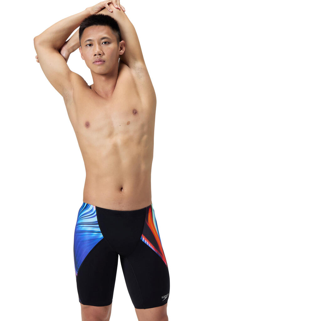 Speedo Allover Digital V-Cut Swim Jammer - Black/Multi