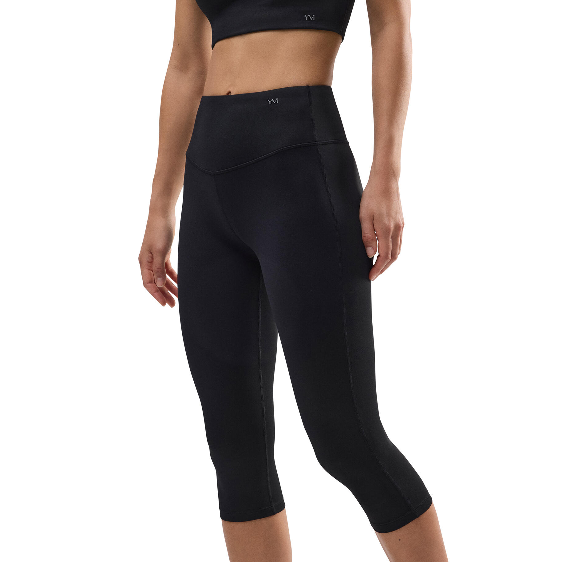 Leggings de sport Capri ventre plat noir 1/7