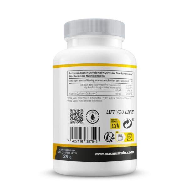 Vitamina D 100 ug - 100 capsule molli MASmusculo 3/5