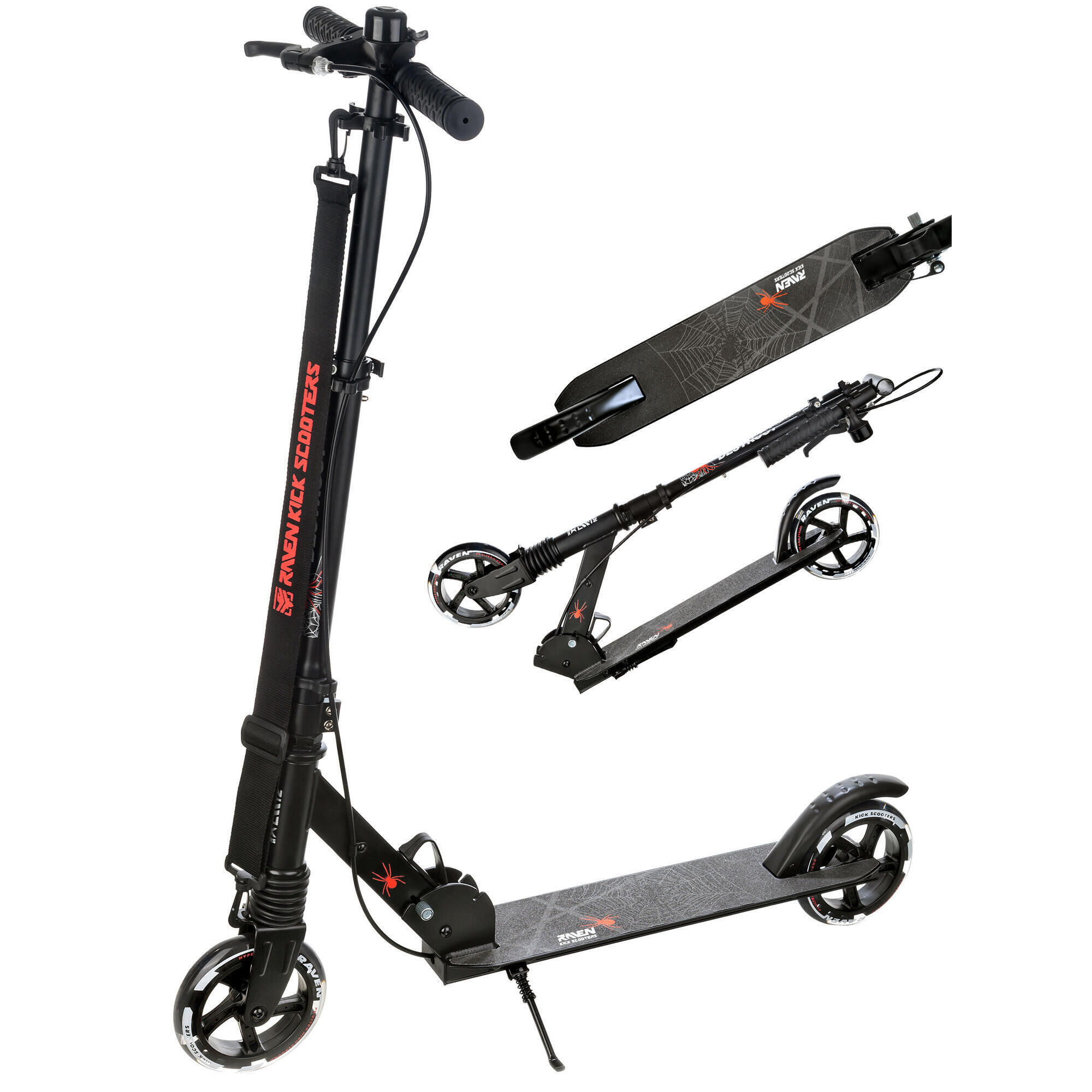 RAVEN Skládací koloběžka Raven Destruct 145mm ruční brzda, svítící LED kola, odpružení