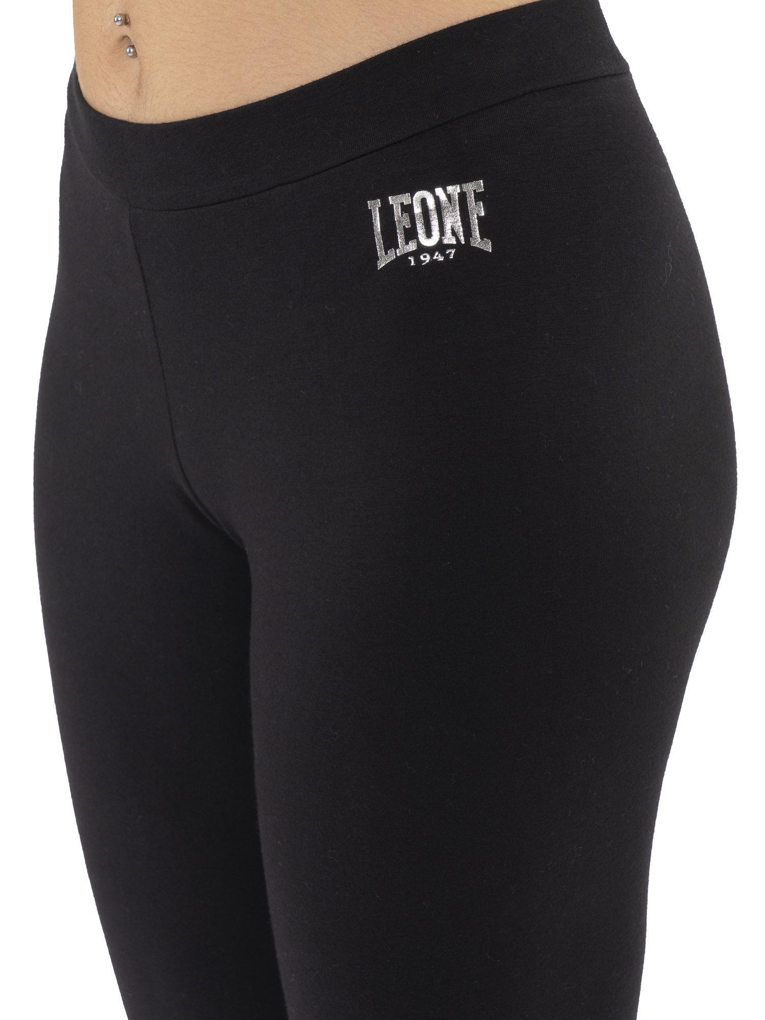 Leggings de mujer de algodón elástico, pequeño logo Leone 1947 Never Without 3/5