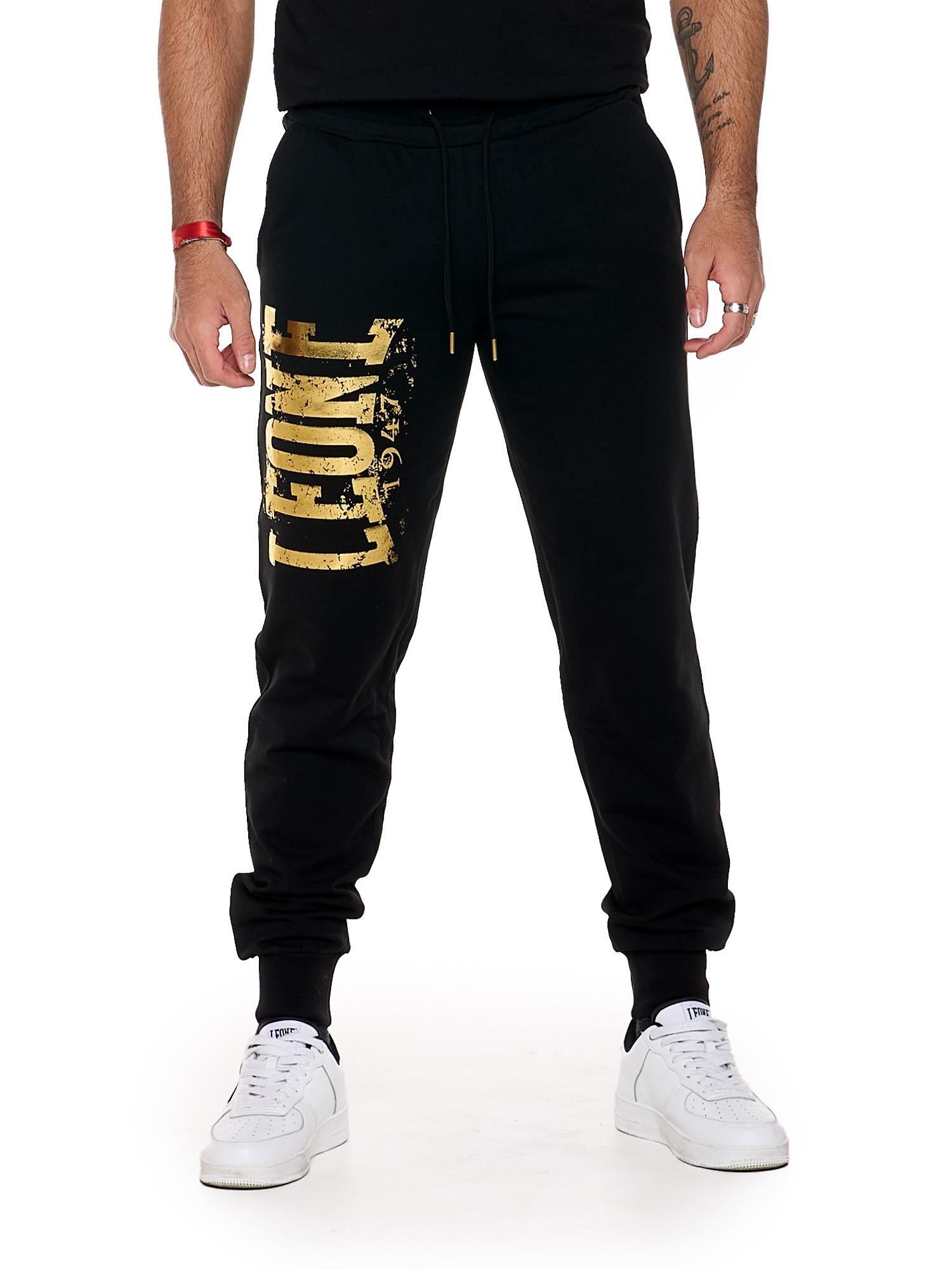 LEONE 1947 APPAREL Pantalone sportivo invernale da uomo con logo grande da uomo "Authentic Gold"