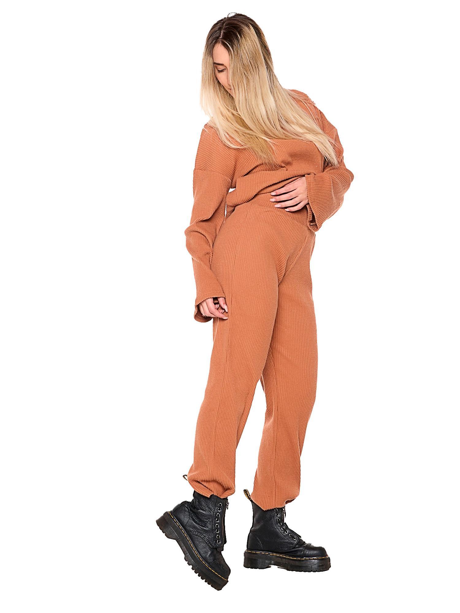 Pantalone palazzo da donna invernale in costina "Relaxed" 3/8