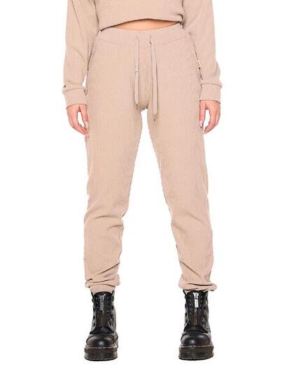 Pantalon côtelé femme hiver avec poignets "Relaxed