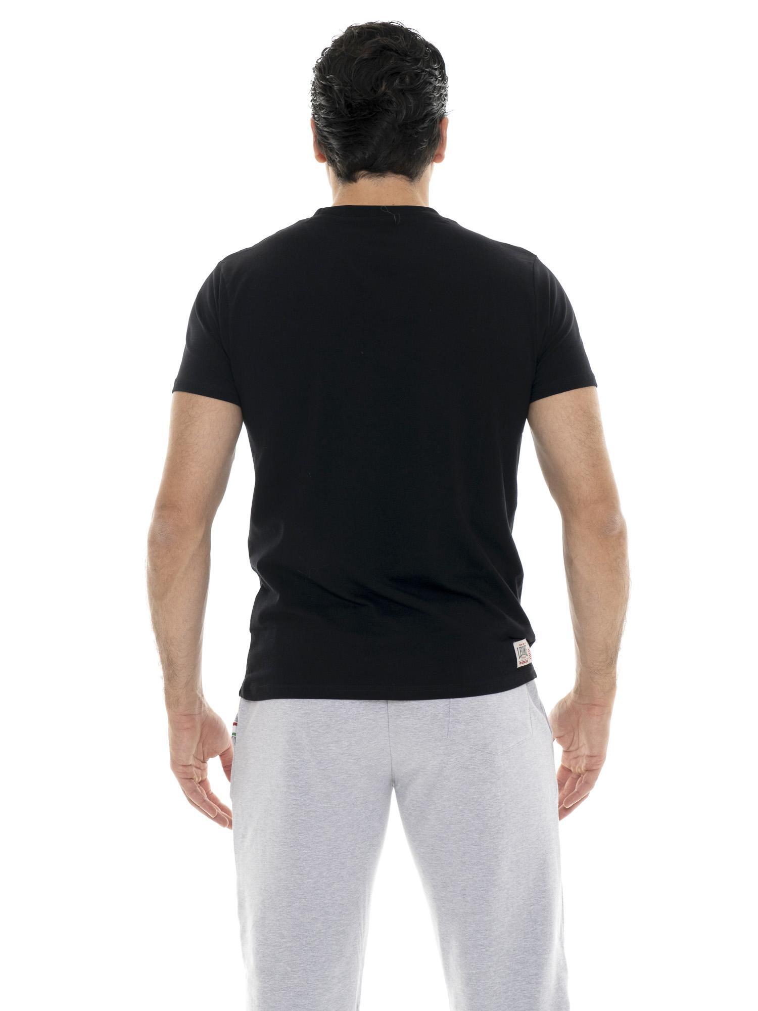 Leone 1947 Basic T-shirt met korte mouwen en stretchkatoen en groot logo 4/5