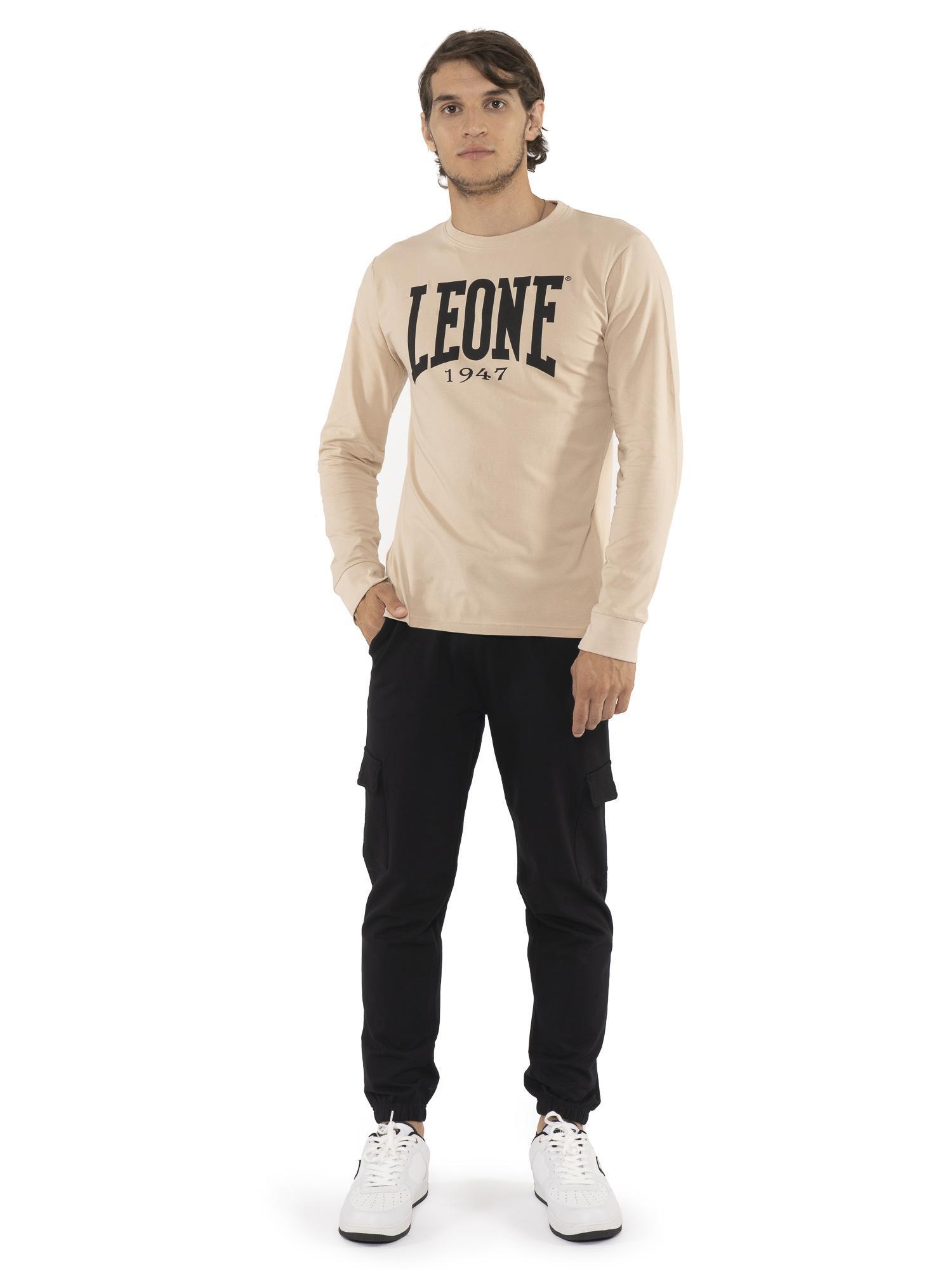 Basic-T-shirt van stretchkatoen voor heren met groot logo en lange mouwen 2/6