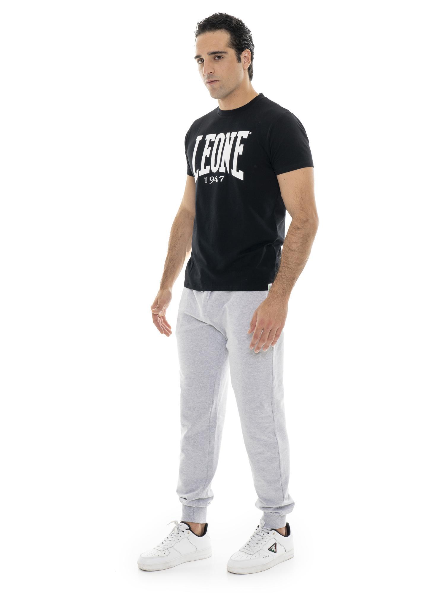 Leone 1947 Basic T-shirt met korte mouwen en stretchkatoen en groot logo 2/5