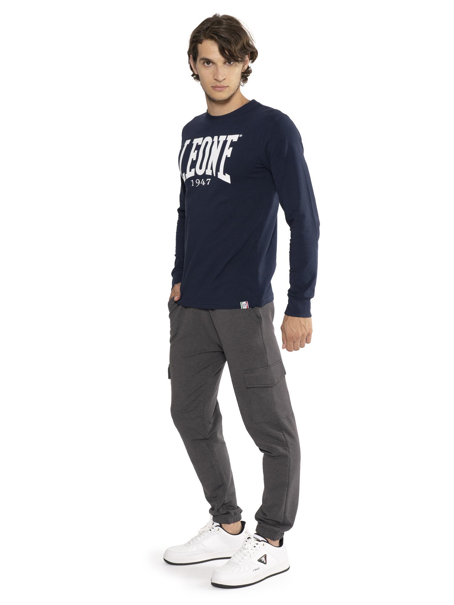Camiseta de algodón elástico de manga larga con logo grande "Basic" para hombre 2/5