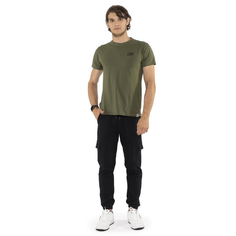 Tricou bărbătesc cu mânecă scurtă din bumbac elastic, cu logo mic „Basic”