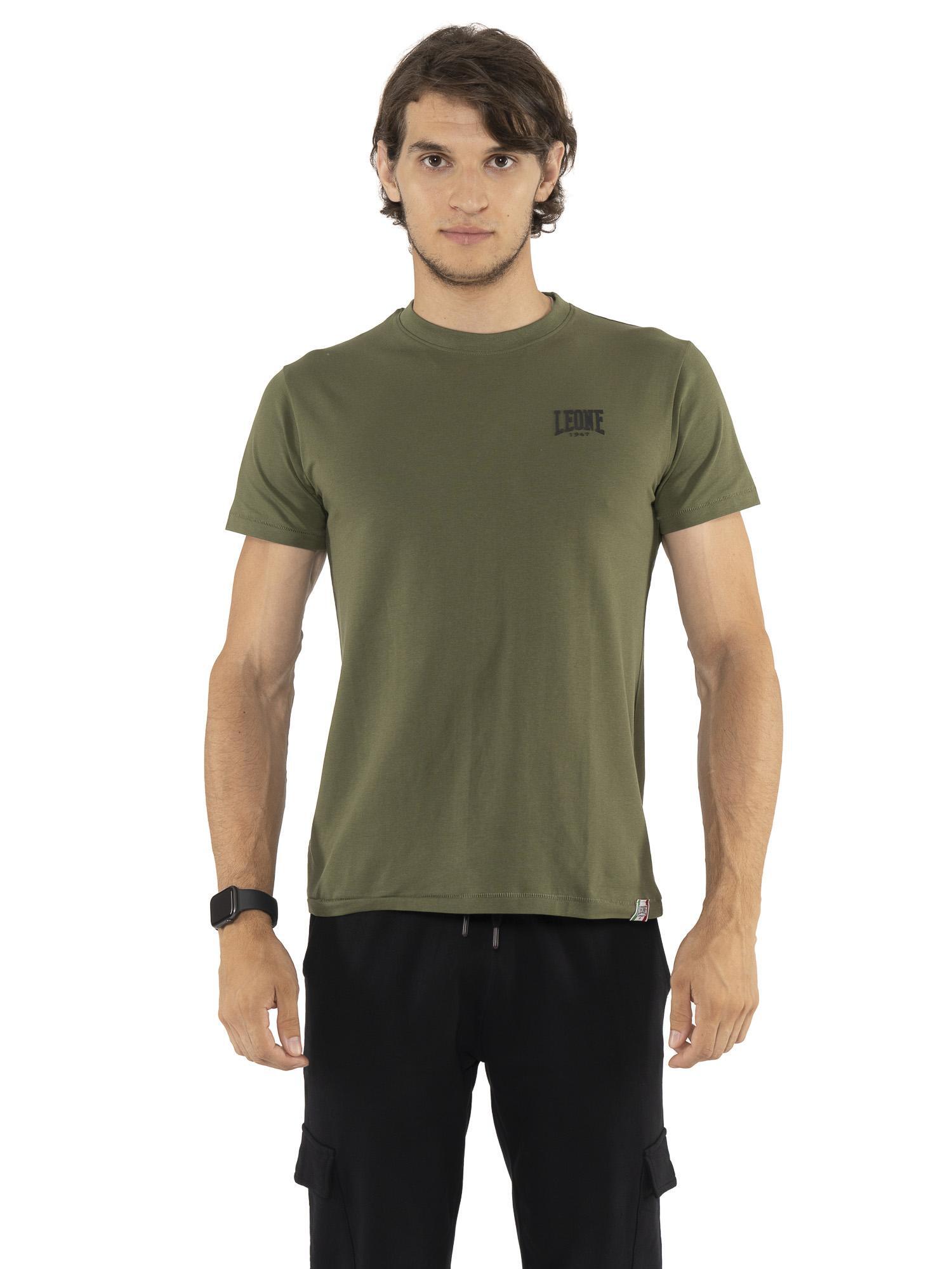 LEONE 1947 APPAREL T-shirt da uomo in cotone elasticizzato a manica corta con logo piccolo "Basic"