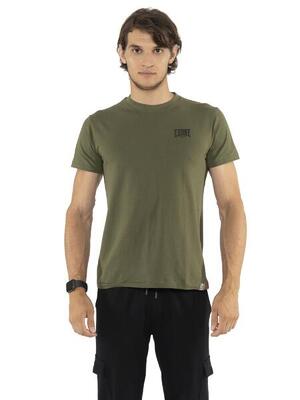 T-shirt da uomo in cotone elasticizzato a manica corta con logo piccolo "Basic