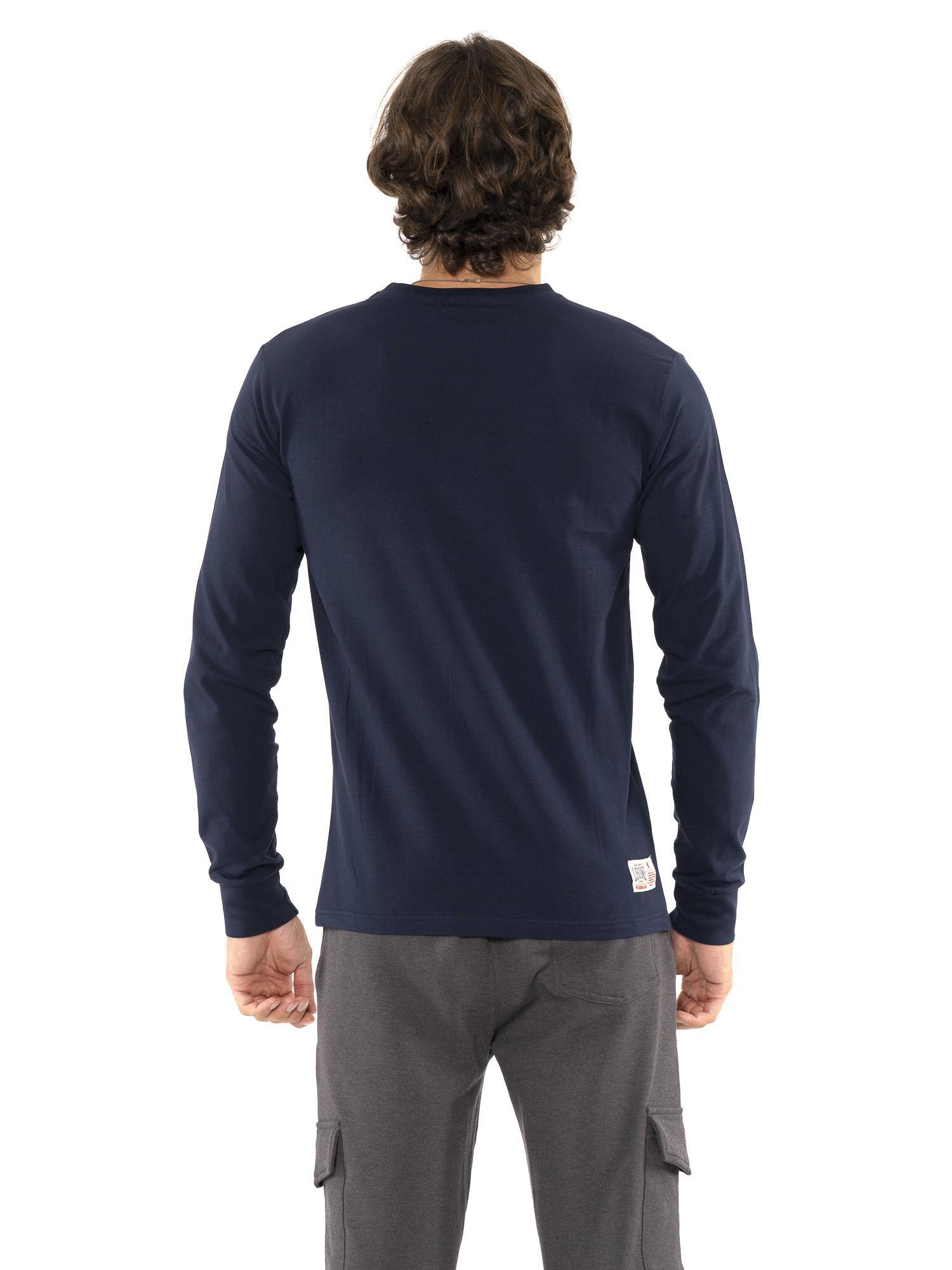 Camiseta de algodón elástico de manga larga con logo grande "Basic" para hombre 4/5