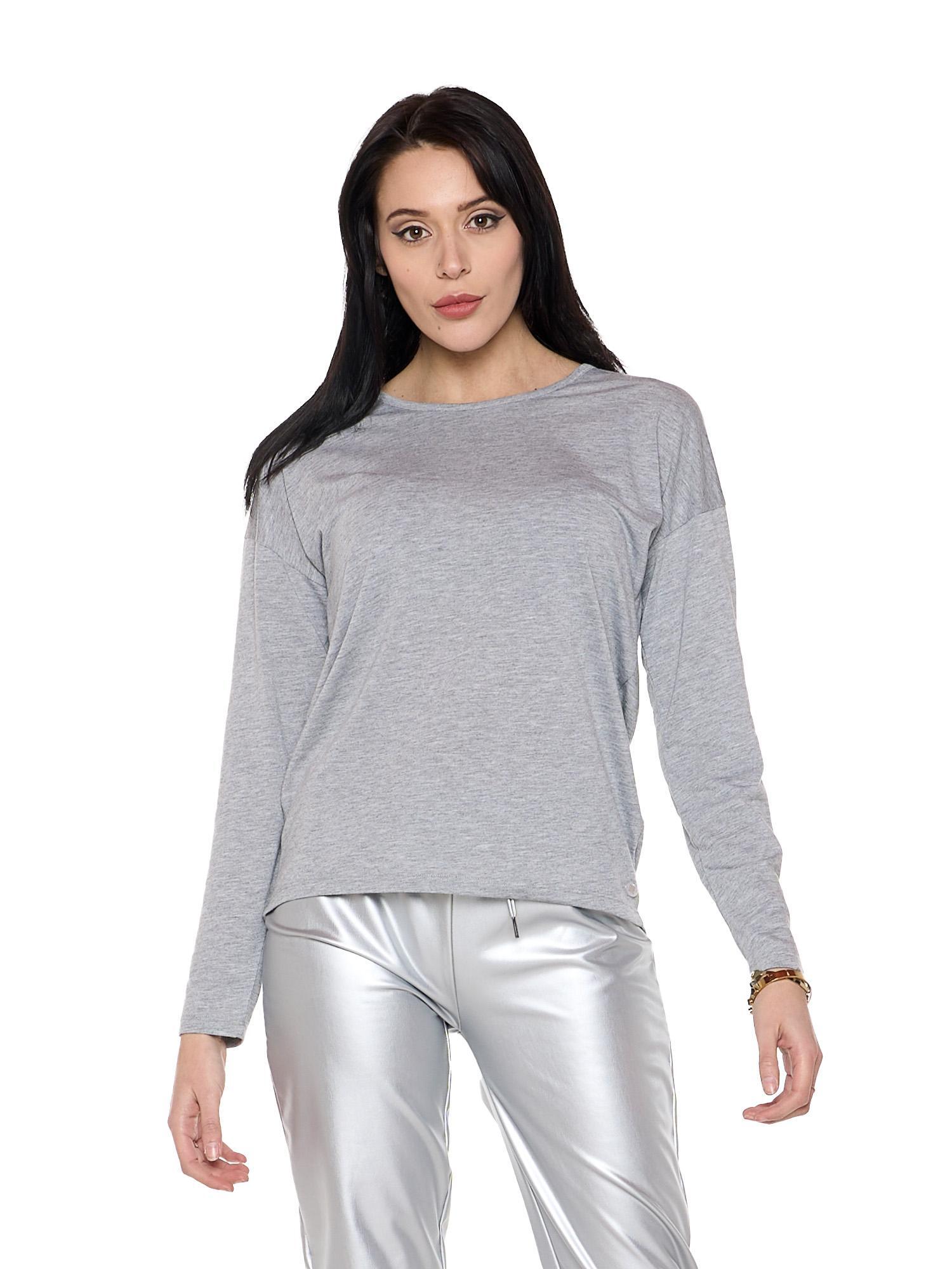 LEONE 1947 APPAREL Dames T-shirt met lange mouwen en split aan de achterkant "Pearl"