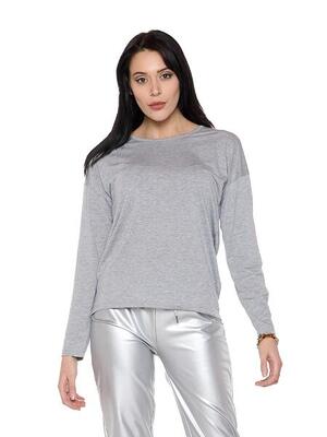 Dames t-shirt met lange mouwen en split aan de achterkant "pearl
