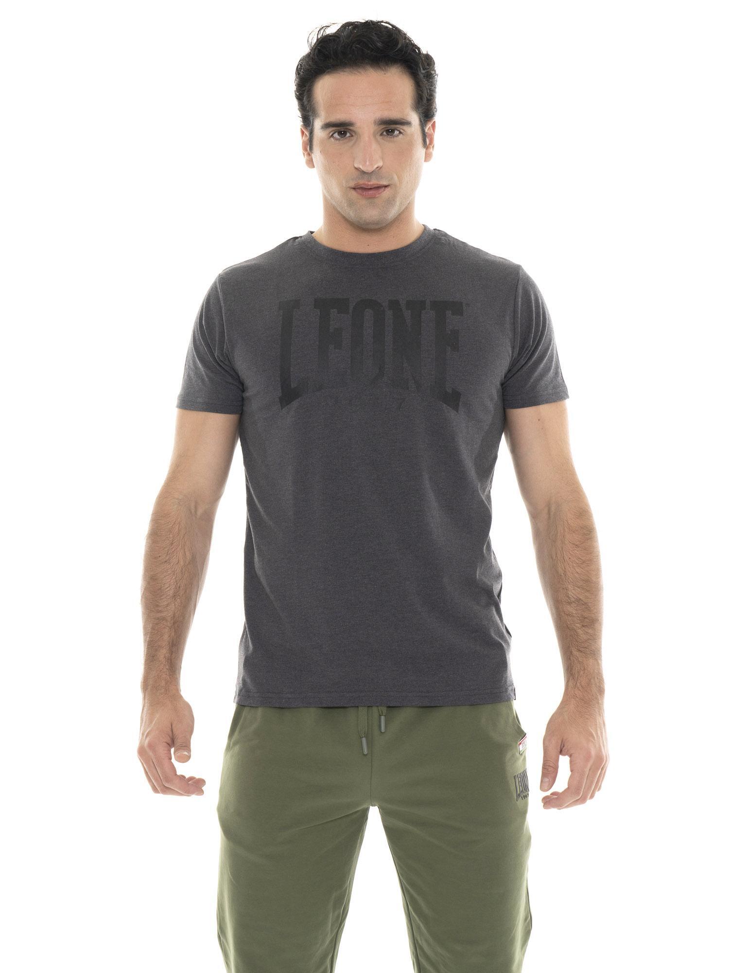 LEONE 1947 APPAREL T-shirt van stretchkatoen met korte mouwen en groot 'Basic'-logo