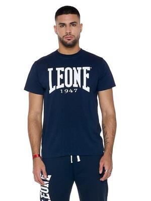 Stretch katoenen t-shirt met korte mouwen en groot leone basic-logo