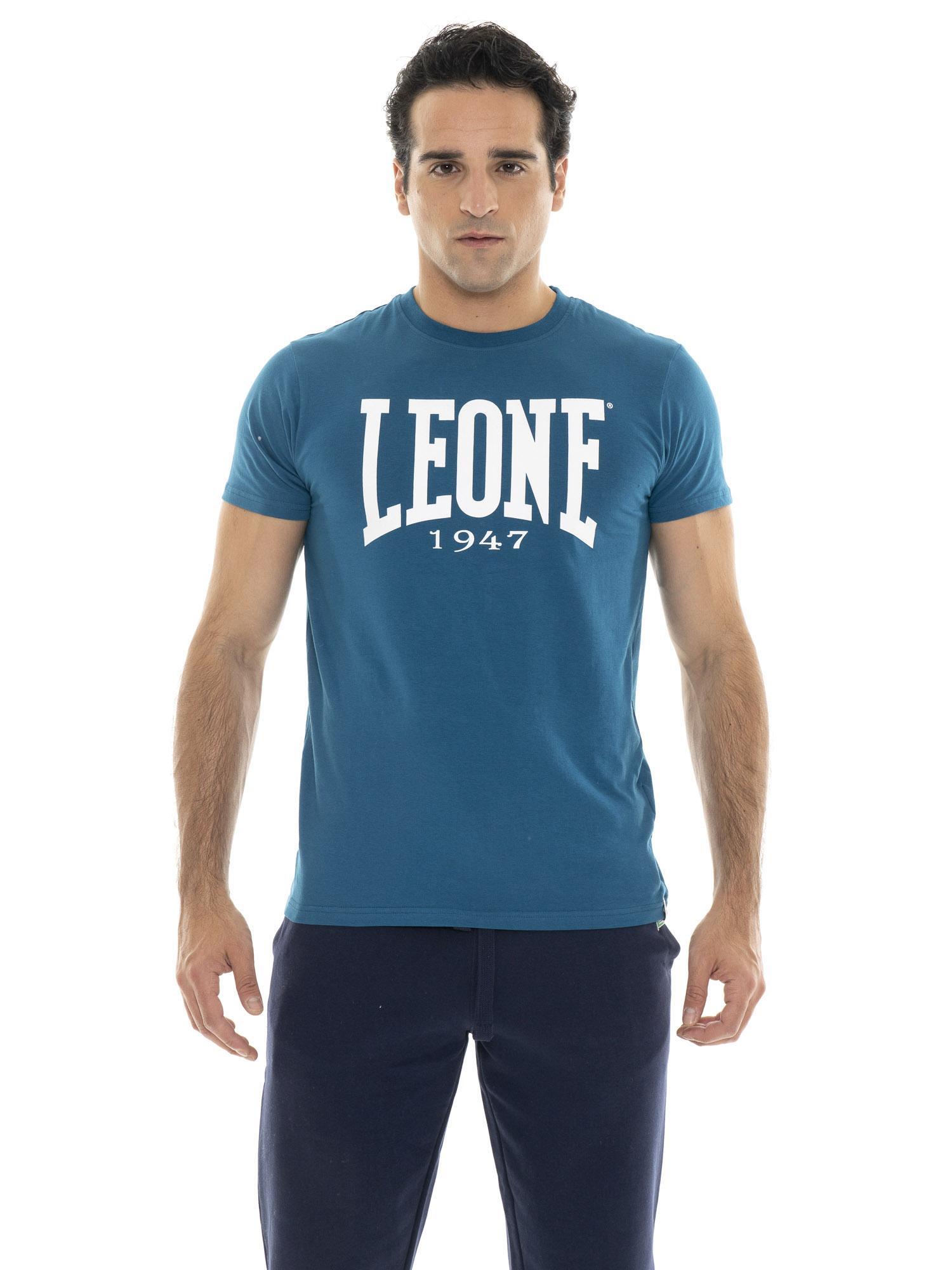 LEONE 1947 APPAREL T-shirt van stretchkatoen met korte mouwen en groot 'Basic'-logo