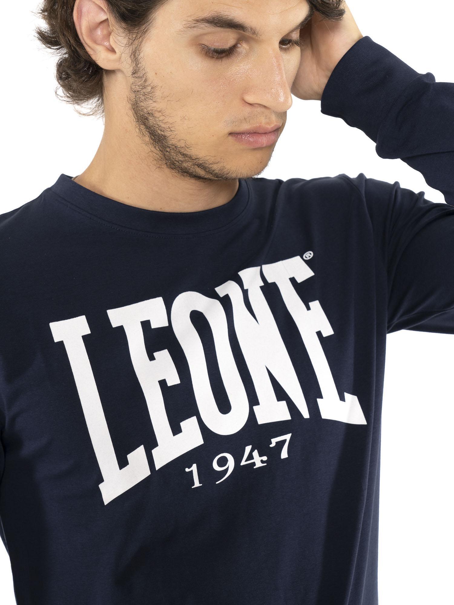 Camiseta de algodón elástico de manga larga con logo grande "Basic" para hombre 5/5