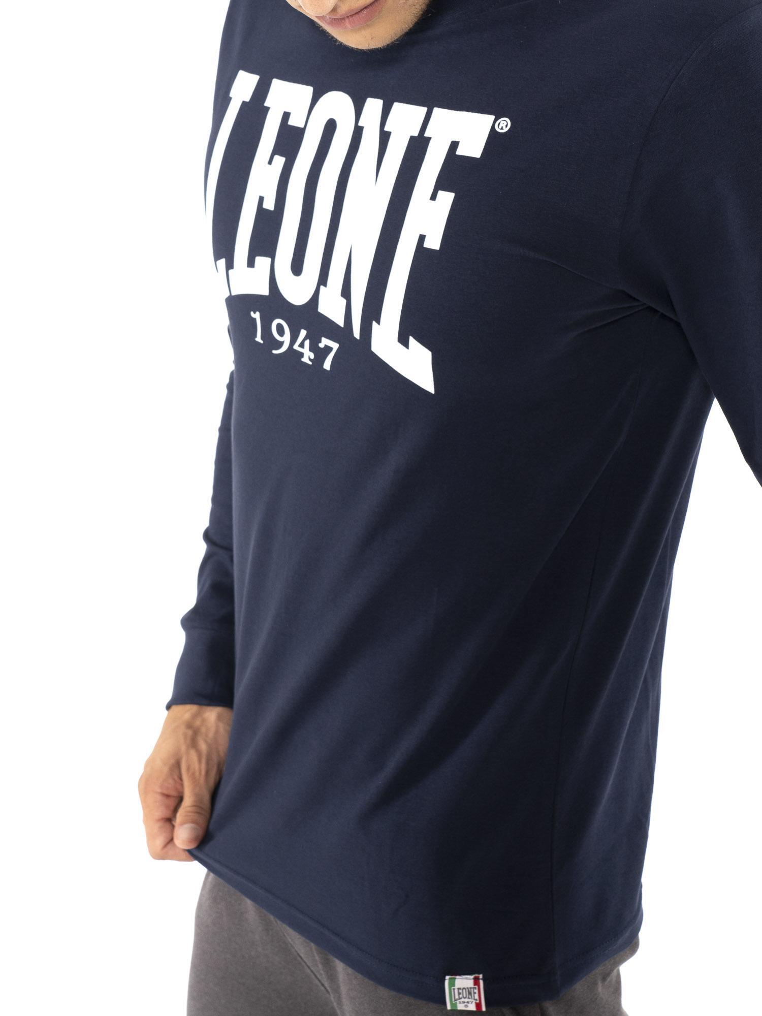 Camiseta de algodón elástico de manga larga con logo grande "Basic" para hombre 3/5