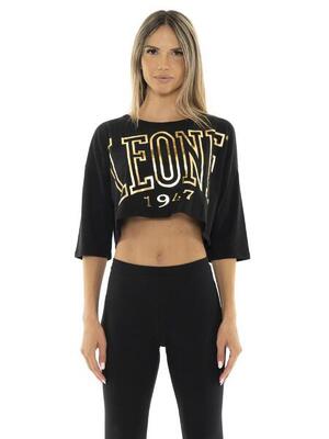 authentiek goud" cropped t-shirt met korte mouwen voor dames