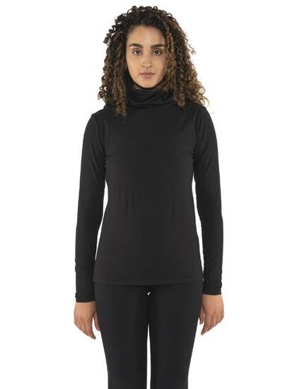 T-shirt donna dolcevita a manica lunga con placchetta Leone 1947 Never Without