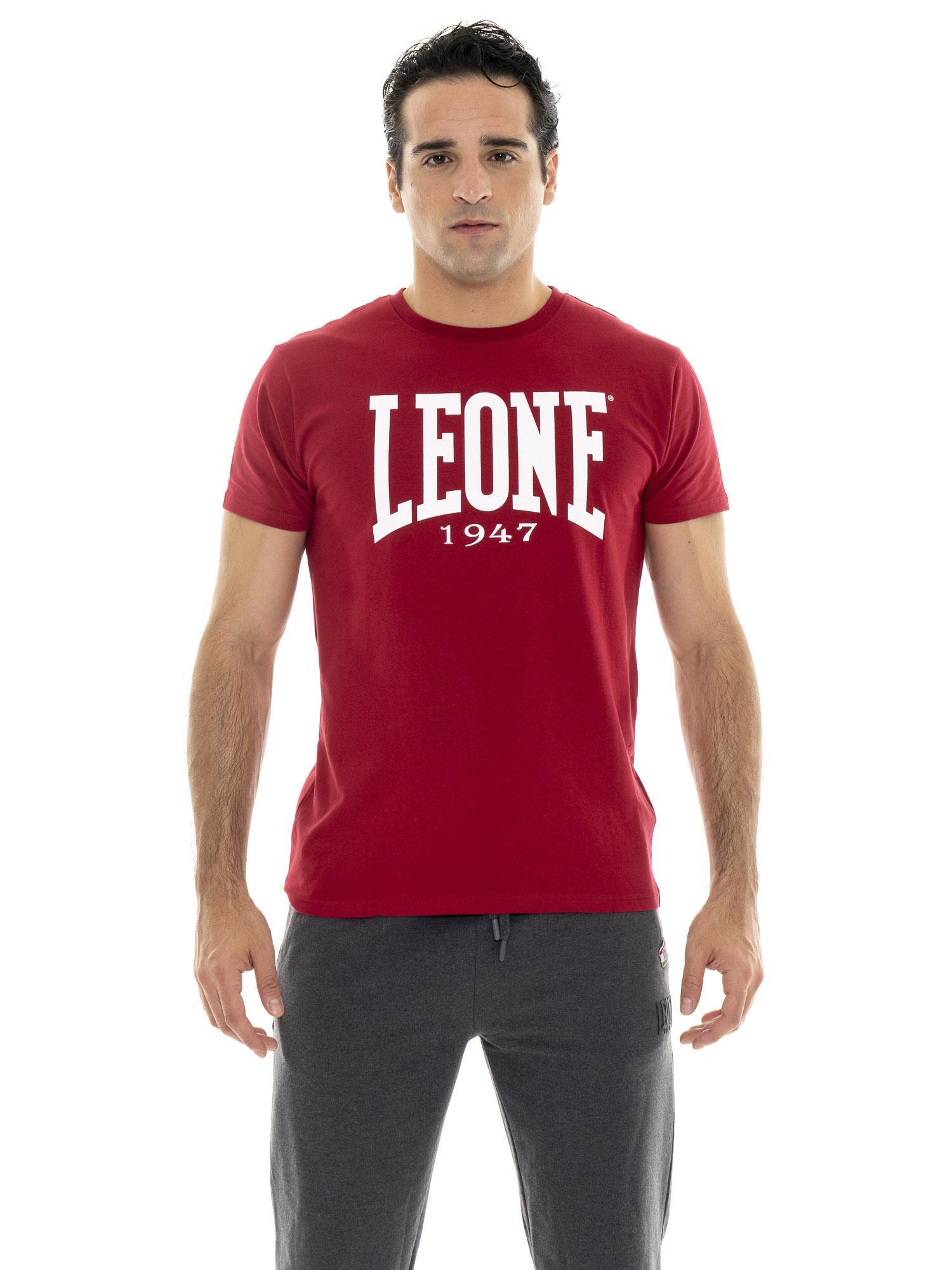 LEONE 1947 APPAREL T-shirt van stretchkatoen met korte mouwen en groot 'Basic'-logo