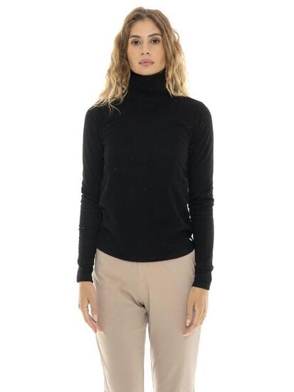 T-shirt Femme Col Roulé Côtelé "Pearl" à Manches Longues