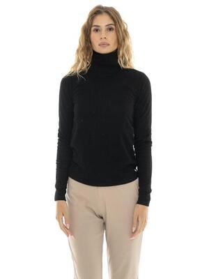 Geribd dames-t-shirt met col en lange mouwen 'pearl'
