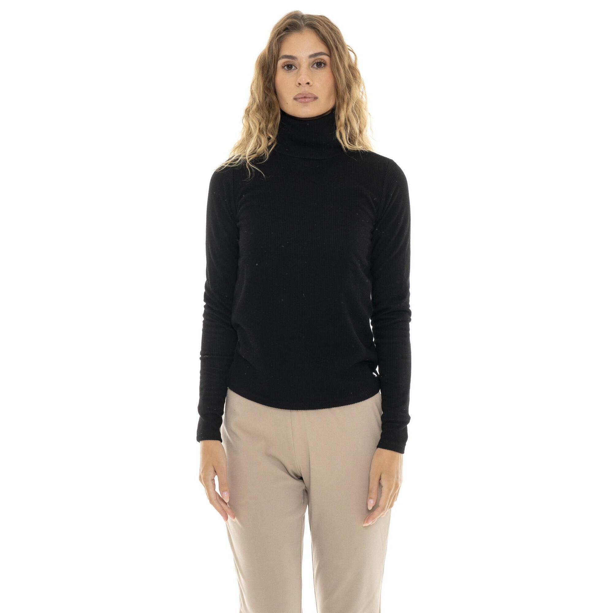 Leone 1947 Apparel - T-shirt Femme Col Roulé Côtelé "pearl" À Manches Longues - T-shirt Manches Courtes - Noir - 36 Xs - Decathlon