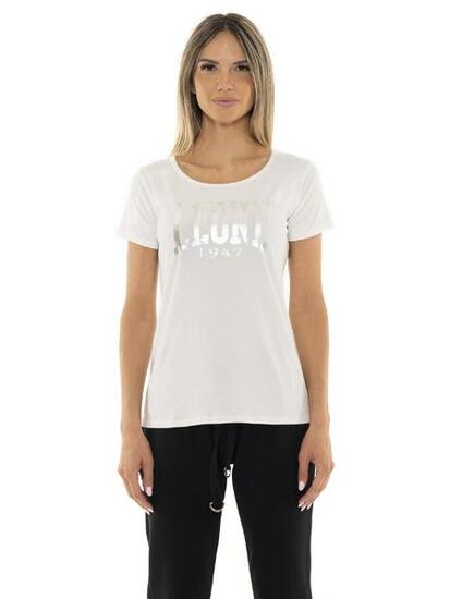 T-shirt da donna a manica corta con logo grande "Silver