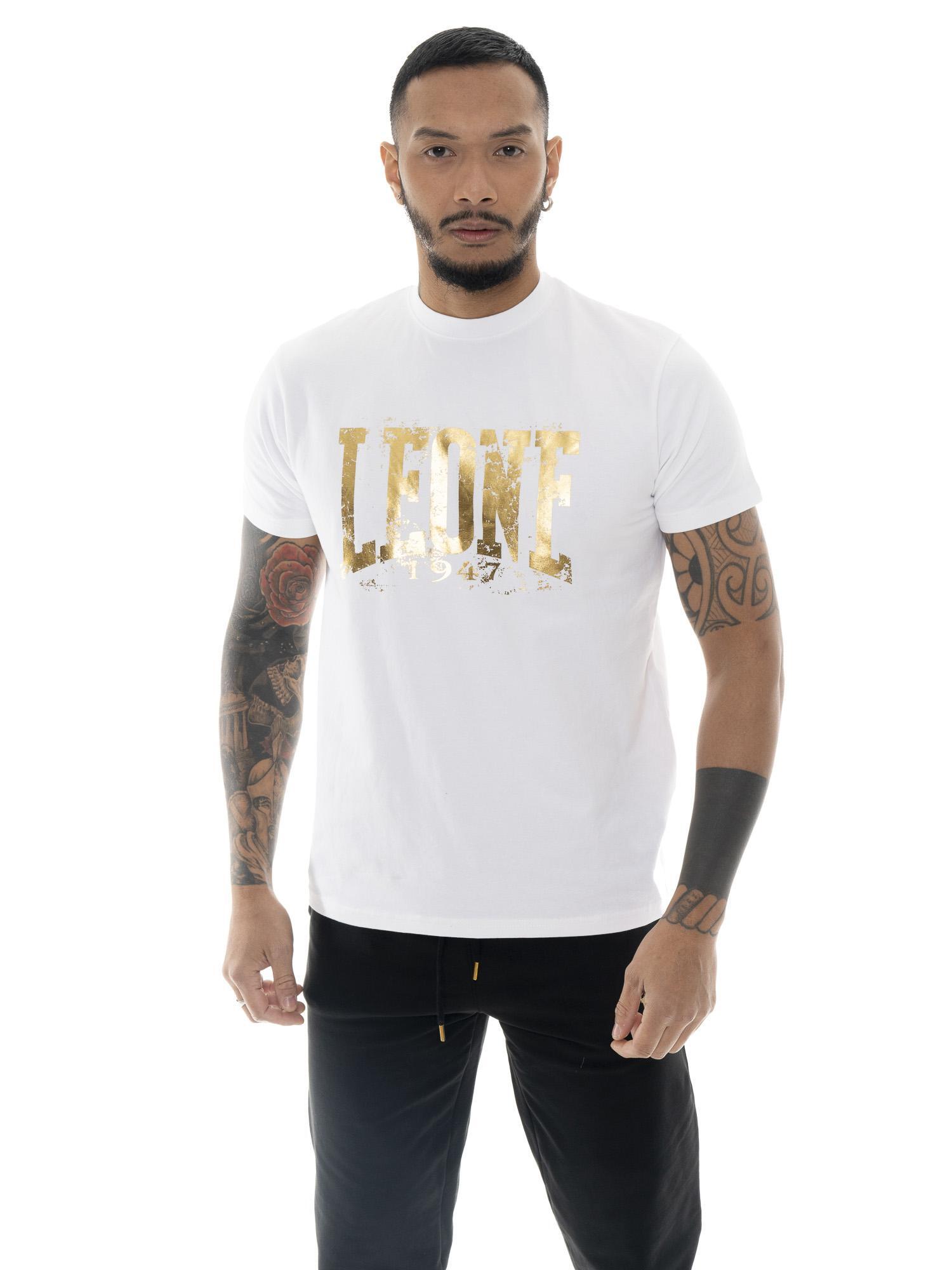 LEONE 1947 APPAREL T-shirt da uomo a maniche corte con logo oro "Authentic Gold"