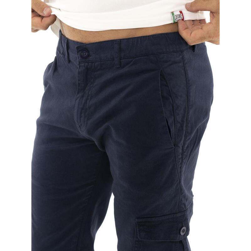 Pantaloni cargo bărbătești Leone 1947 Soft Basic cu buzunare și manșete elastice