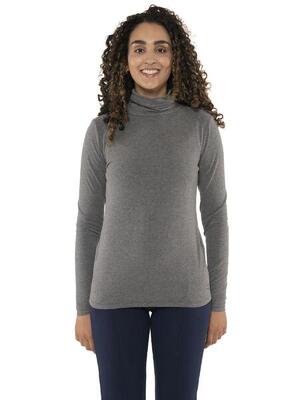 nooit zonder" dames-t-shirt met col en lange mouwen