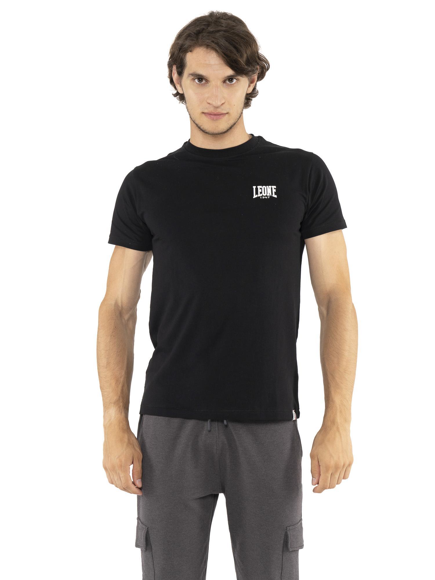 LEONE 1947 APPAREL T-shirt da uomo in cotone elasticizzato a manica corta con logo piccolo "Basic"