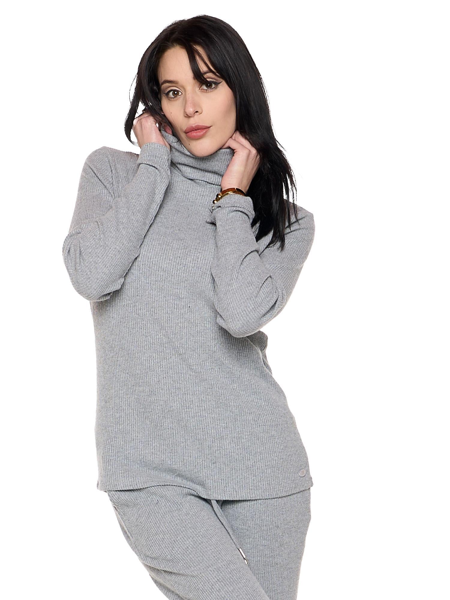 Camiseta de manga larga con cuello alto acanalada "Pearl" para mujer 5/8
