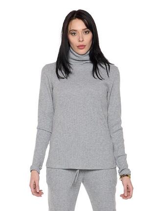 T-shirt Femme Col Roulé Côtelé "Pearl" à Manches Longues