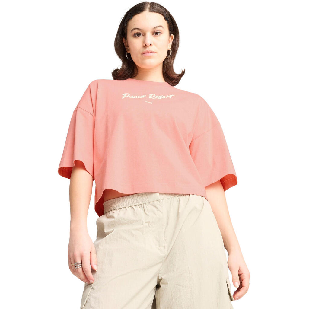 тениска Puma Premium Ess Oversized Graphic Tee, Розов, Жени