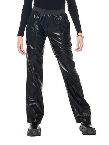 Pantalon large femme en simili cuir "Black Ring