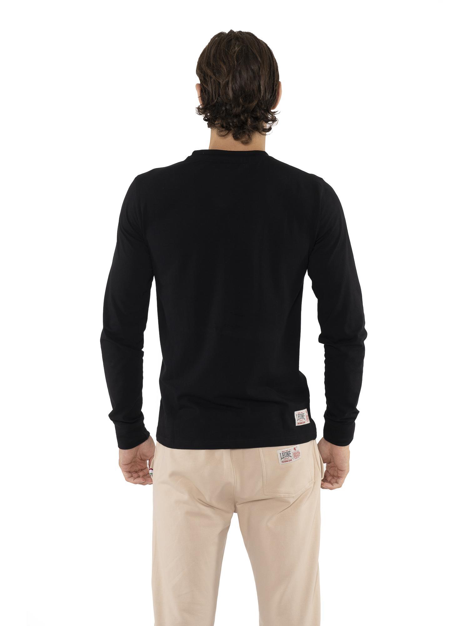Camiseta de algodón elástico de manga larga con logo grande "Basic" para hombre 4/5