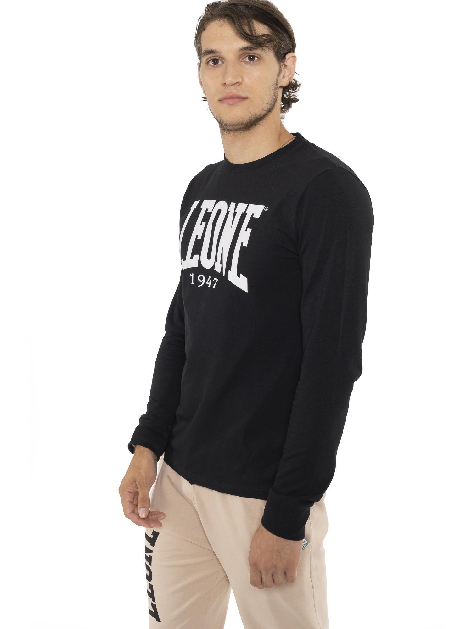 Camiseta de algodón elástico de manga larga con logo grande "Basic" para hombre 5/5