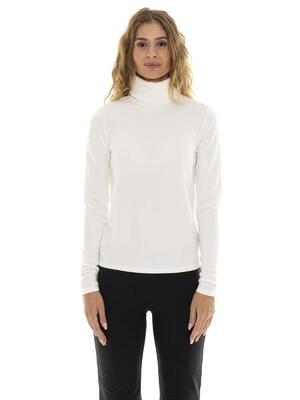 Geribd dames-t-shirt met col en lange mouwen 'pearl'