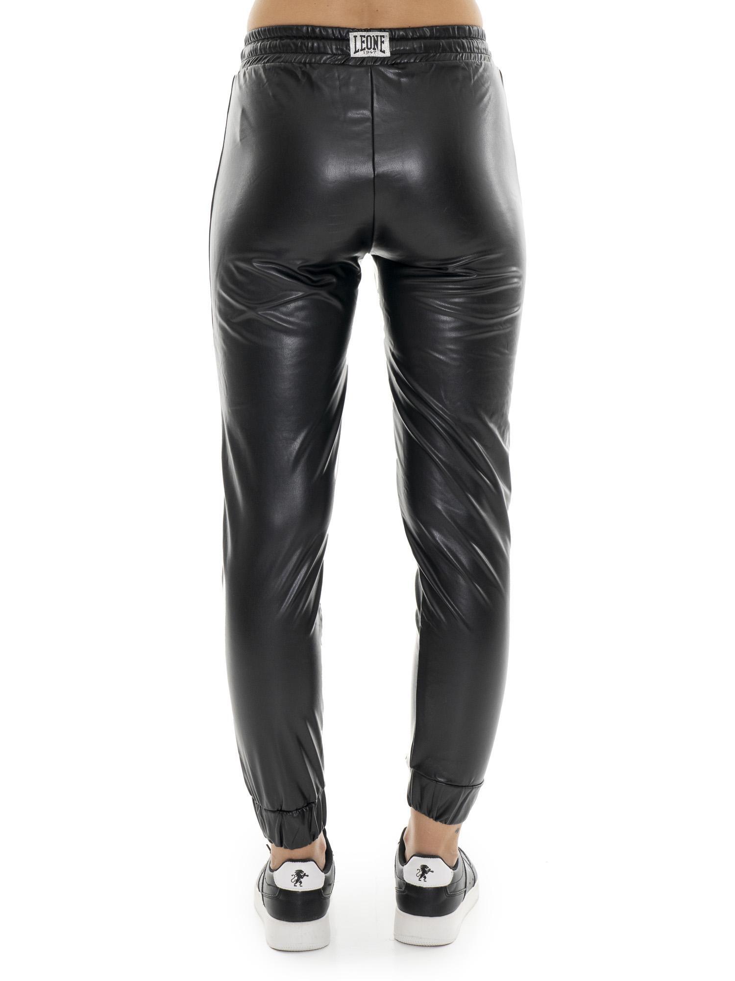 Joggers da donna in ecopelle con patch Leone 1947 Glam Winter 4/5