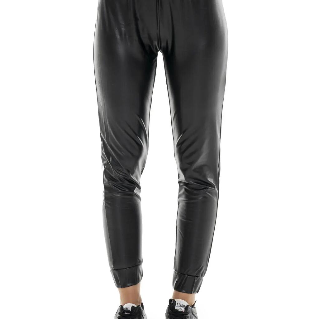Women's Joggers in Faux Leather with Leone 1947 Glam Winter Patch