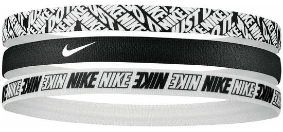 Fasce Nike donna 3 pezzi nero con stampa bianca
