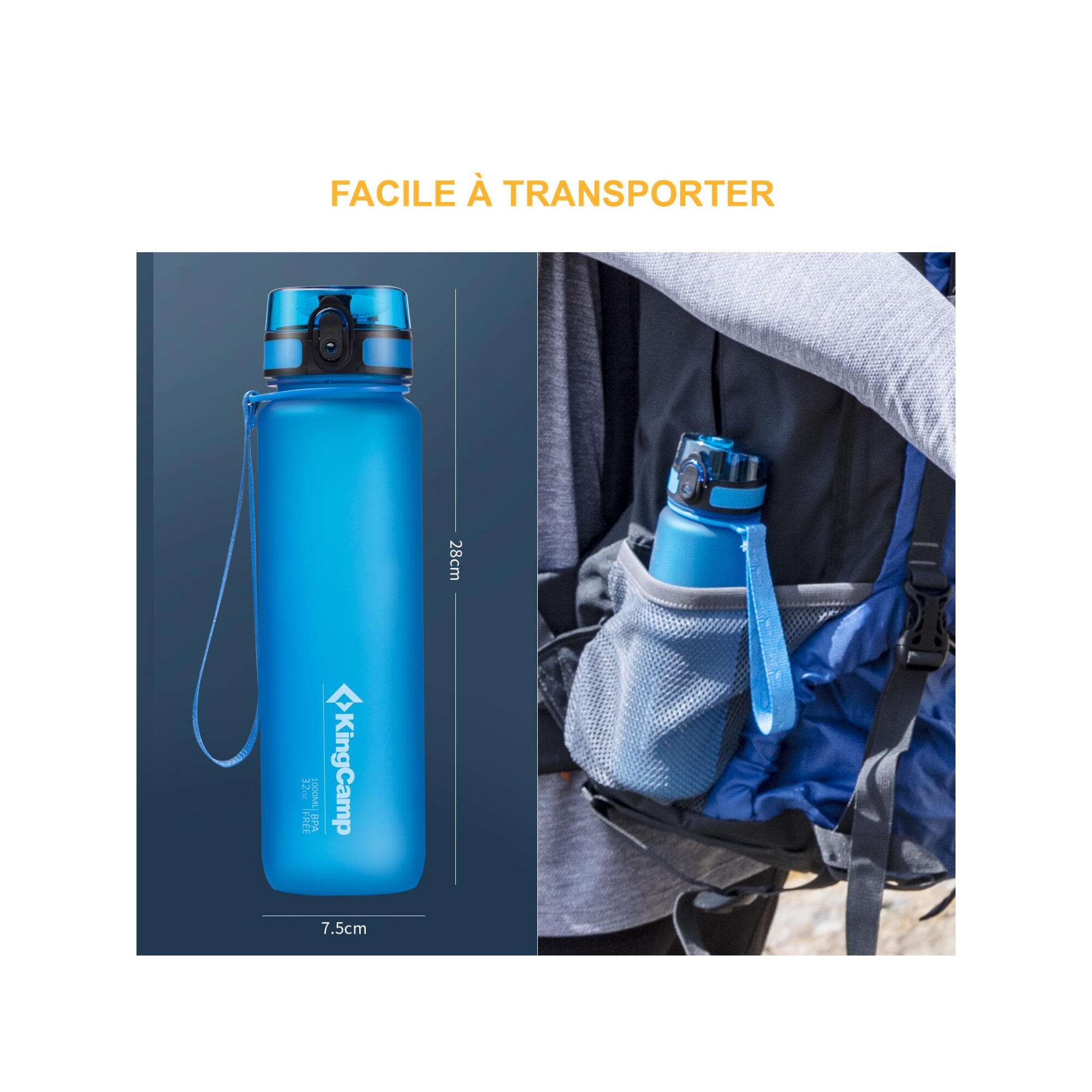 Bouteille d'hydratation - Kingcamp - En Tritan - Contenance : 1 Litre 4/5