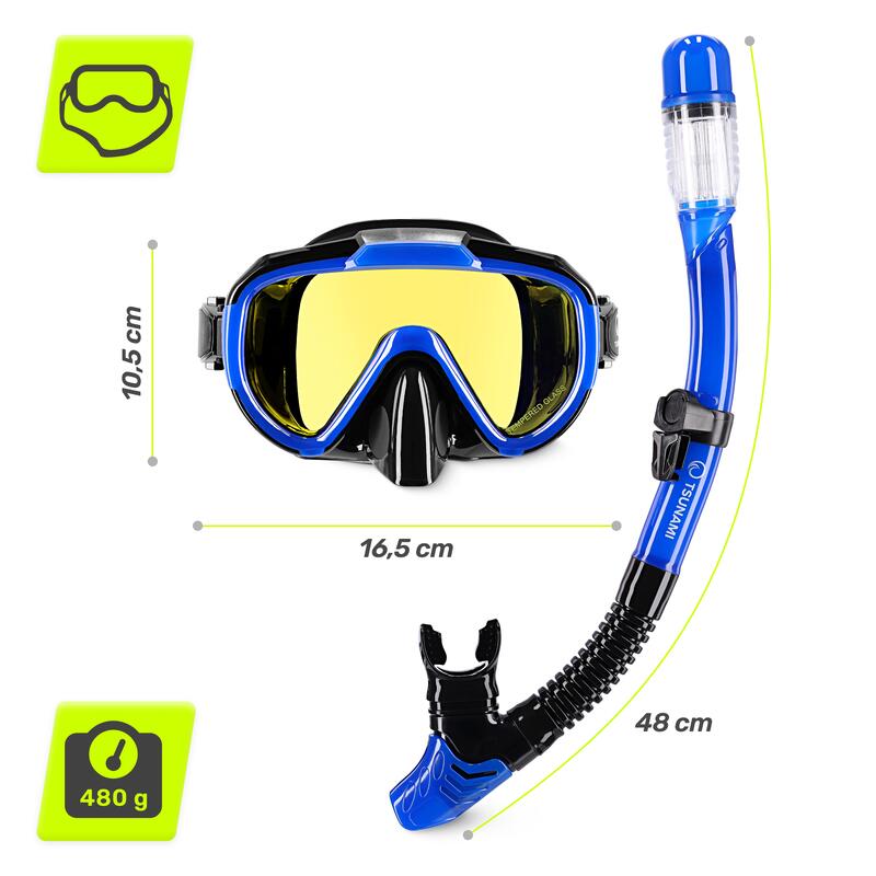 Mască pentru snorkeling cu tub TSUNAMI