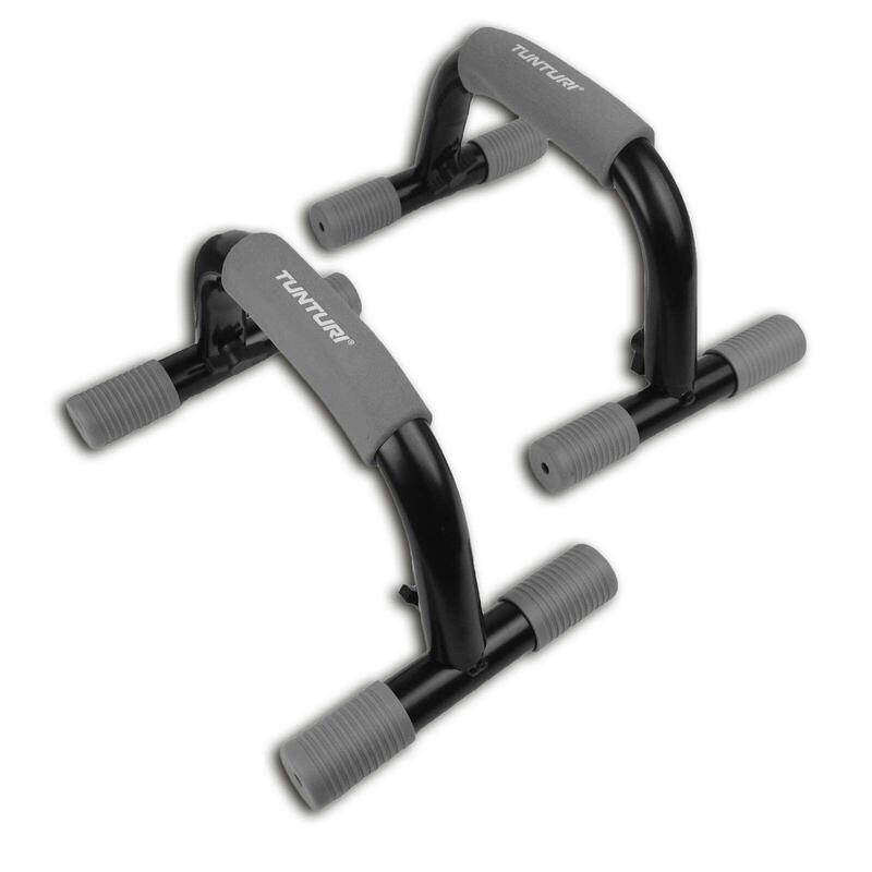 Tunturi Push-Up Bars Set - Liegestützgriffe aus Metall  Schwarz mit Grau